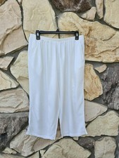 JAMS WORLD 50 Years White Crop Capri Pants Large Beach Party Casual Evening Day