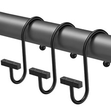 Shower Curtain Hooks Rings,Rust Proof Shower Curtain Rings for Bathroom,T Black