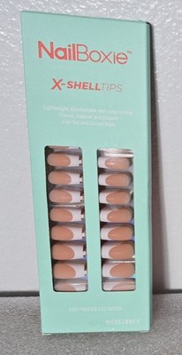 Modelones Nail Boxie X-Shell Tips 150 Pieces French Gel Nails 15 Sizes