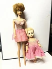 Mattel -Vintage 1960's Redhead Titian Bubble Cut Barbie Doll + Creepy Baby Doll