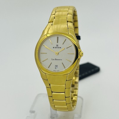 Edox Les Bemonts Women's 28mm Gold Steel Sapphire Crystal Swiss