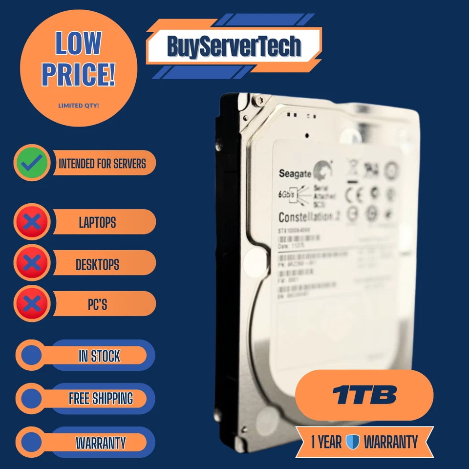 Seagate ST91000640SS 1TB 7.2K 6Gb/s 2.5" SAS HDD Enterprise 0Hrs 1Yr Warranty - Image 3 of 3