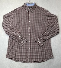 Nautica Red Checked Men's Size 17 Long Sleeve Button Down Shirt