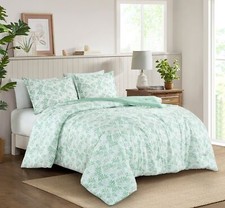 Chezmoi Collection Venus Green Floral Leaves Printed Microfiber Comforter Set