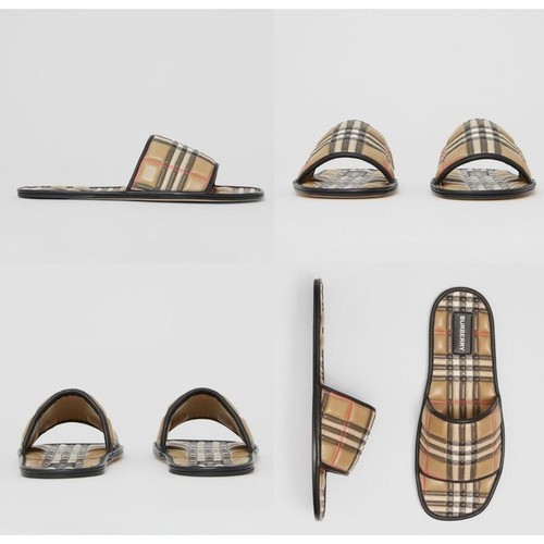 NEW BURBERRY Beige Nova Check Quilted Lambskin Leather Flat Slides Size EU38 - Picture 2 of 14