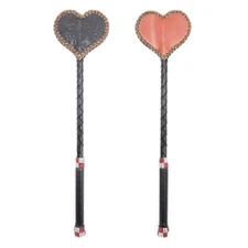 Slave Leather Bondage Riding Crop Flogger Red Heart Shape Paddle Whip Foreplay