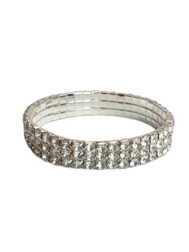 Ladies Girls Stretch 3 & 5 Row Diamante Prom Bracelet Occasionwear Evening Party - Picture 14 of 17