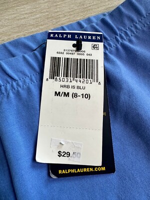 POLO RALPH LAUREN Girls Leggings PANTS Blue M(8-10) Stretch White