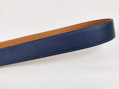 32mm Belt Reversible Leather Luxury Customized Belt Strap Epsom Navy/Tan