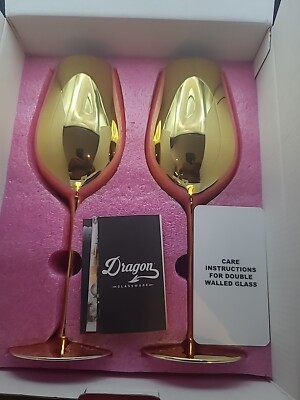 2 X Barbie x Dragon Gold Wine Glass Barbie Dreamhouse Collection 4 Glasses Total