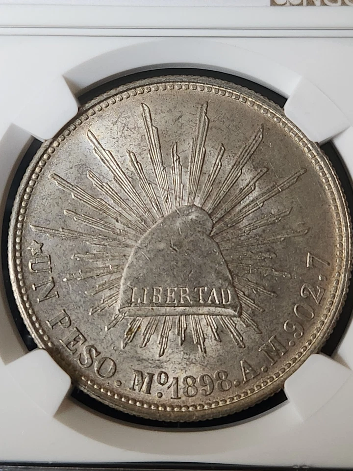 1898 MO AM Mexico PESO RESTRIKE (1949) 134 beads NGC MS63 Pop 98/279 Nice Luster - Image 2 of 4