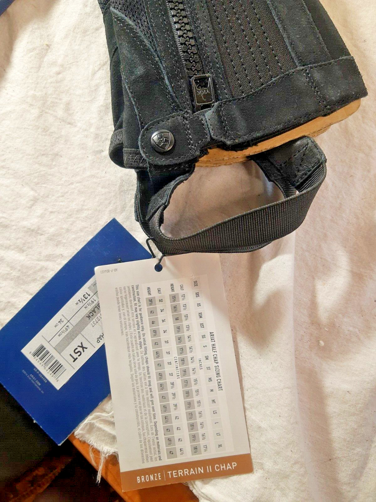 NEW Ariat Terrain II Half Chaps Black Size XST XSmall Tall 13.5" Calf 19.5" Tall