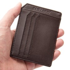 Slim Wallet Leather Card Holder RFID Blocking Credit Card Case for Men and Women