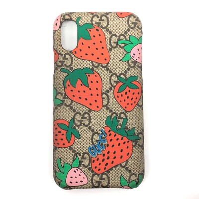 iPhoneアクセサリー GUCCI Strawberry GG iPhone Case Gucci GG Supreme Strawberry iPhone X / XS Case 587678 Used