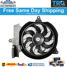 TRQ A/C AC Condenser Cooling Radiator Fan Assembly For 2001-2006 Hyundai Santa