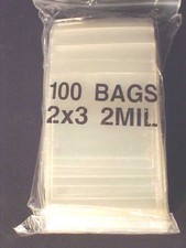 Big Lot of "100" One Hundred RESEALABLE 2" x 3" Small Plastic BAGS
