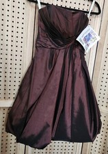 MARY'S BRIDALS MODERN MAID BROWN BUBBLE SHORT TAFFETA STRAPLESS FORMAL SIZE 4