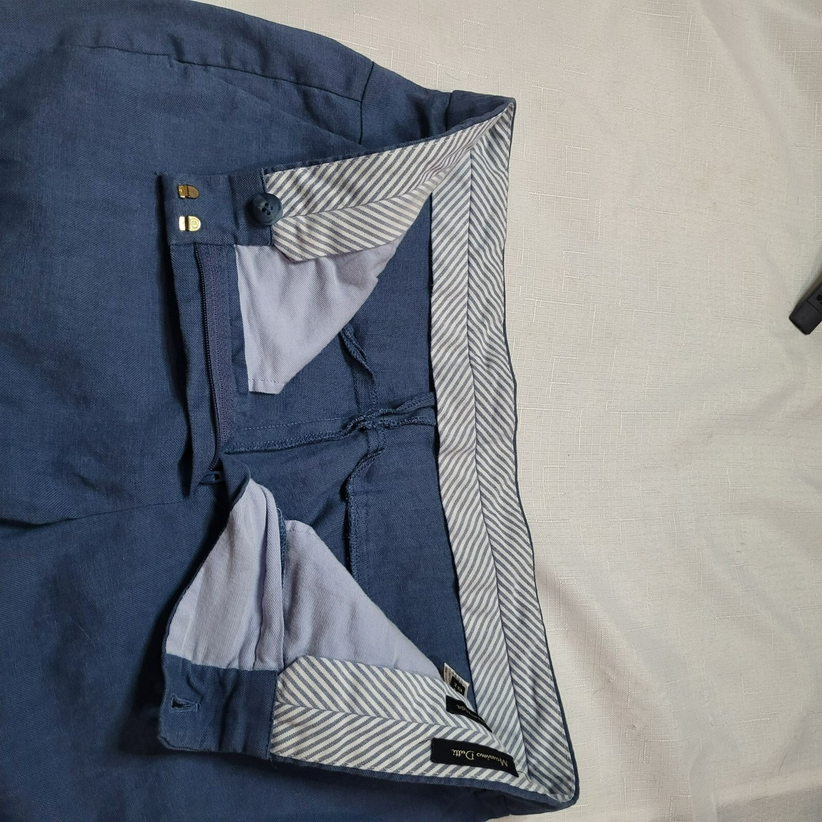 Massimo Dutti Womans Blue Linen-Blend Chinos Size 8 image 3