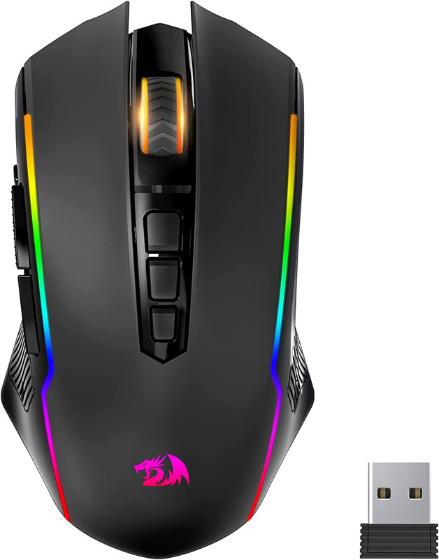 Redragon Gaming Mouse, Wireless Gaming Mouse with 9 Programmable Buttons, RGB Ba