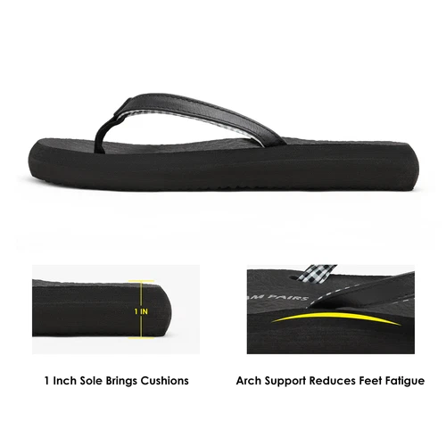 Damen-Flip-Flops Fußgewölbestütze weiche Polster leichte Strand-Riemensandalen - Bild 4 von 30