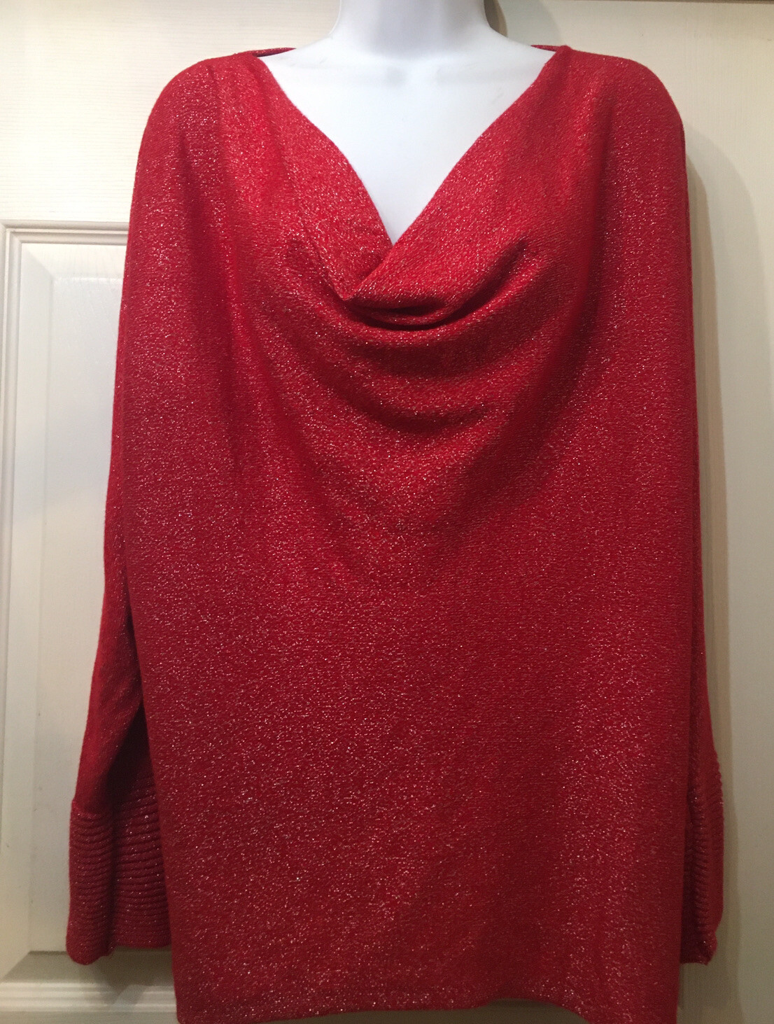 Ruby Rd.Tunic Top Large Red/Silver Cowl Neck Dolm… - image 3