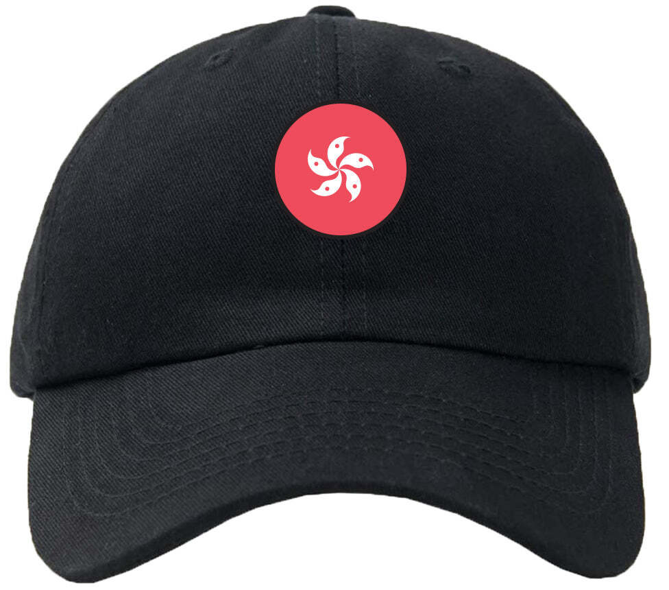 帽子 HONGKONG HAT 1.0 BLACK Hong Kong Flag Circle Black Baseball Cap Personalization