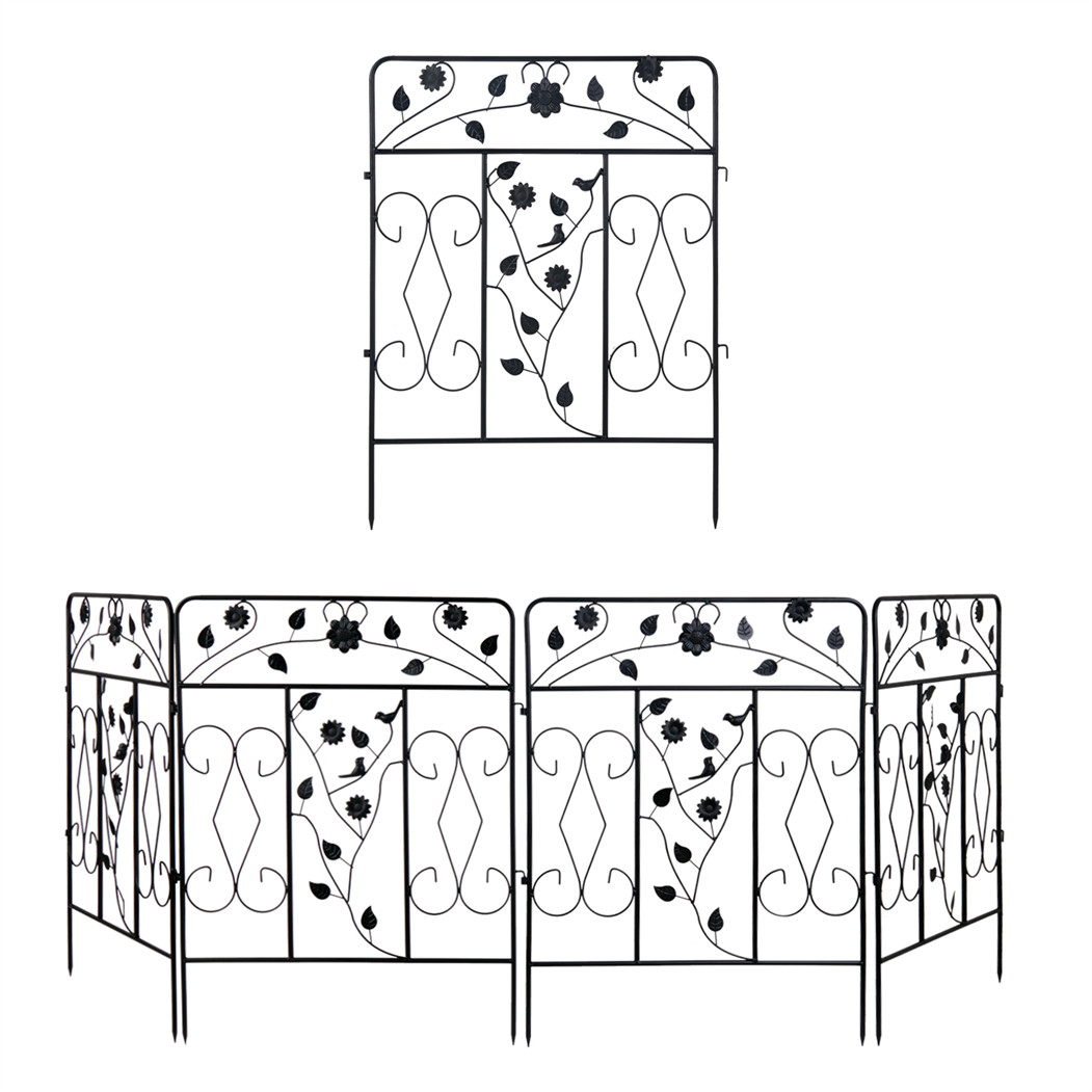 5 tlg. Zierzaun Beetzaun Metall Ziergitter zum Stecken