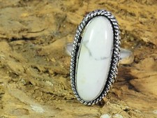 Natural Howlite 925 Solid Sterling Silver Ring Size US-8