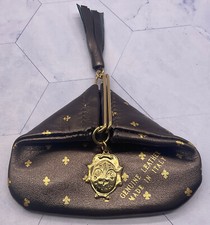 Firenze Italian Leather Fiocchi Coin Purse Brown  Gold Tone with Tassel