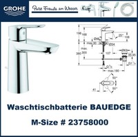 Grohe 23758000 Einhand Waschtischbatterie Bauedge M-Size Waschbecken Armatur