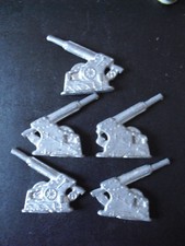Lot of 5 Vintage Lead Thin Army Cannon Figurines 2" Tall Look