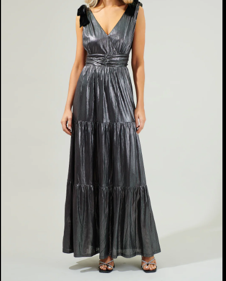 SUGAR LIP GUNMETAL LIQUID SATIN TIERED MAXI DRESS ( SZ: X SMALL) | eBay