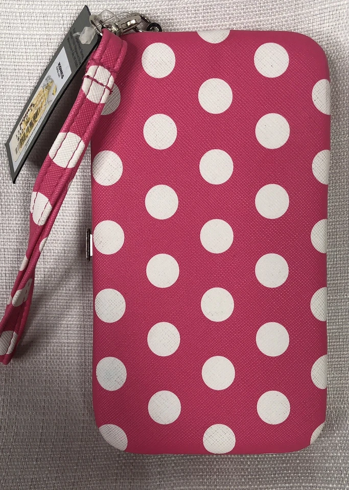 Apt. 9 Phone Credit Card Wallet Pink White Polka Dots Case New iPhones Wristlet - Image 4 of 4