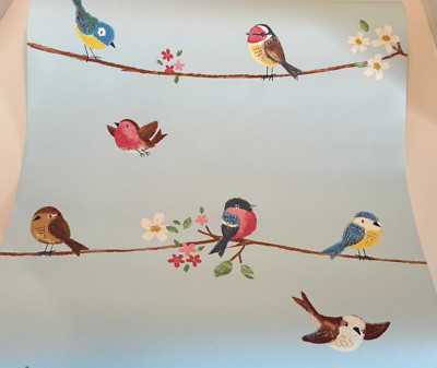 Wallquest Wallpaper Roll Birds Strippable Multi-Colored (Covers 56 sq ft) NEW