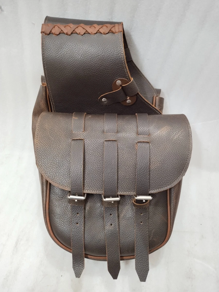 Sacoche De Selle Western En Cuir Fait Main Ridex - Filet Jaune - Qualité Premium Neuve