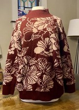 Vintage 90s Liz Claiborne Flower Pattern Mock Neck Pullover Sweater Women  s XL