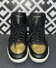 YSL SAINT LAURENT COURT CLASSIC High TOP SL10 42+ Black Gold Men’s US Size 9-9.5