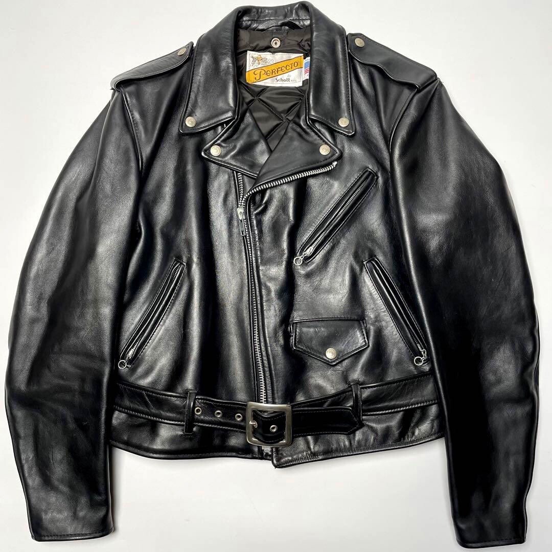 Schott NYC Perfecto ダブルライダースジャケット サイズ40 Schott Perfecto Double Leather Riders Jacket Size 40 Made in USA