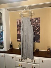 Overalls Jumper Women XLarge Black and White Stripe Pockets Beachy Casual