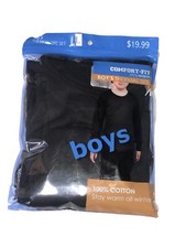 BOYS Thermal Black 2 Piece, Comfort Fit Size LARGE