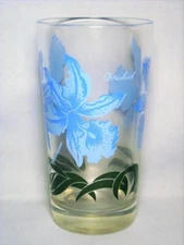 Blue ORCHID Boscul Glass Peanut Butter 1950's Drinking Glass Tumbler Vintage
