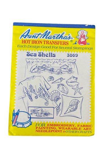 Aunt Martha's Sea Shells 3869 Hot Iron Transfers Fabric Embroidery Craft