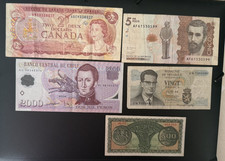 LOT OF 5 BANKNOTES CANADA, BELGIUM, COLOMBIA, CHILE, GREECE COMBINE SHIPPING