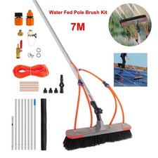 7M Water Fed Window Cleaning Pole Kit Telescopic Solar Panel Brush Equipment