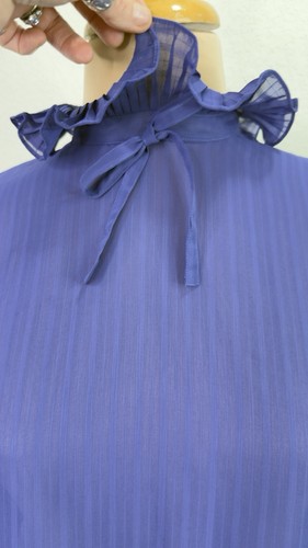 Vintage Amanda Romatic transparente Bluse mit Rüschenausschnitt und Puffärmeln Damen M - Bild 3 von 5