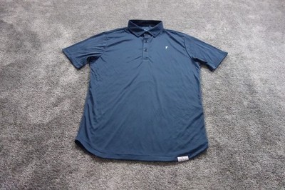 Primo Polo Shirt Mens Medium Blue Performance Golf Curved Hem Stretch