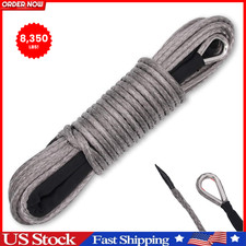 3/16" x 50ft Gray Synthetic Winch Rope - 8,350lbs Strength for ATVs/UTVs