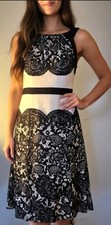 Roz & Ali Black and White Midi Dress (Size:4)