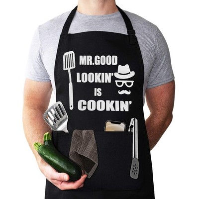 Funny Chef Aprons for Men - Mr. Good Lookin  is Cookin  BBQ Grill Apron Perfe...