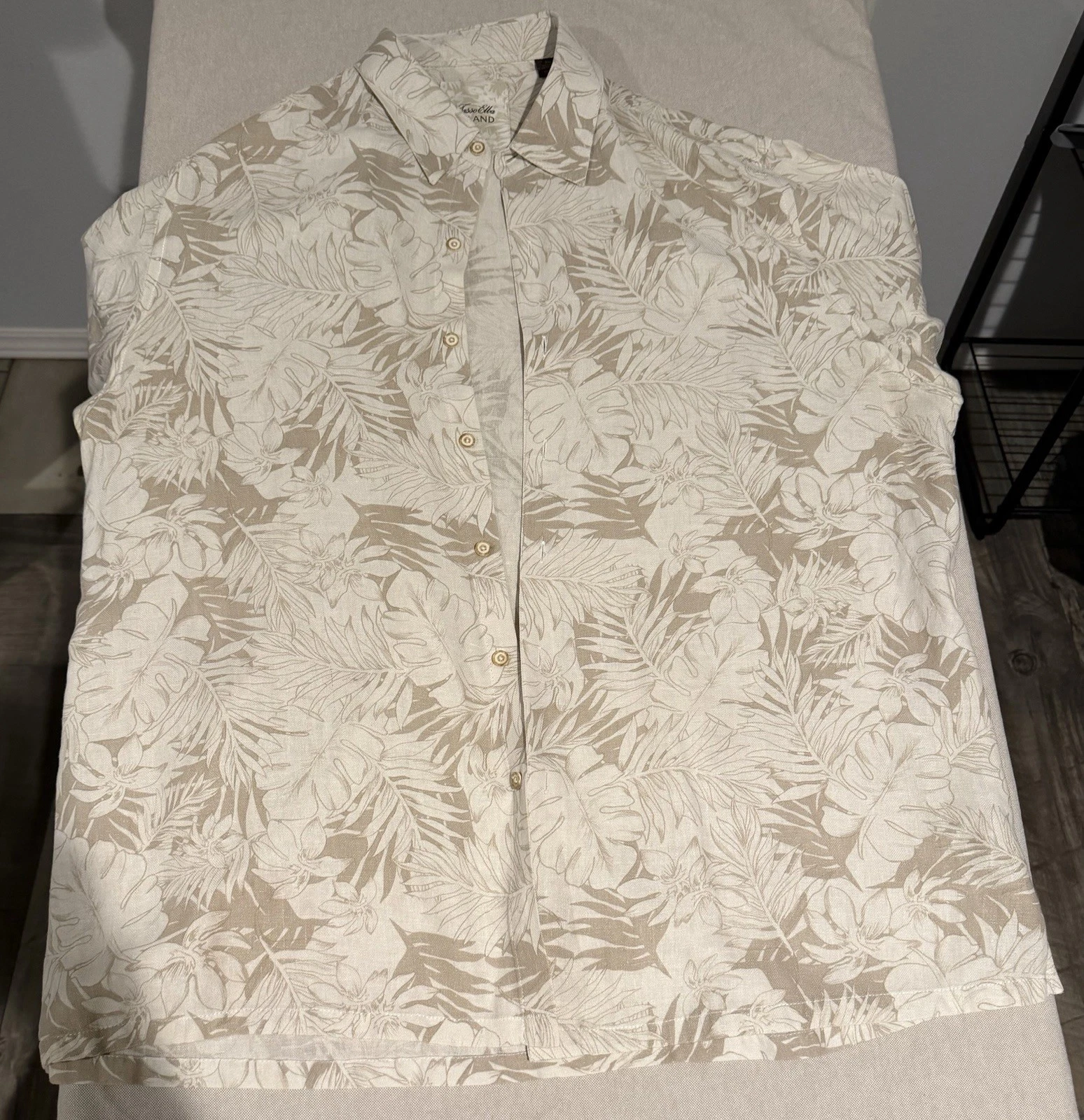 Tasso Elba Island Silk Linen Hawaiian Button Down Shirt Tropical Size XL